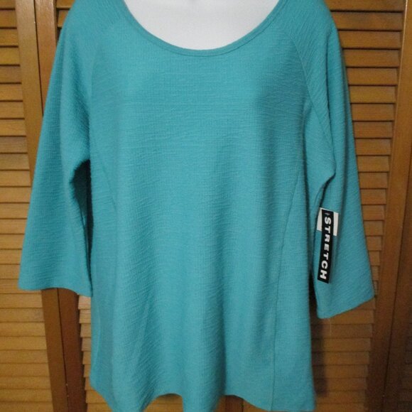 Thomas & Olivia NEW top aqua blue, soft & stretchy 3/4 sleeves size L - Picture 1 of 8